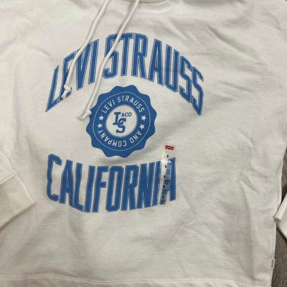 Levi's Women's Sam Cropped Hoodie White Sweatshirt - Size Small - NWT - Picture 2 of 5